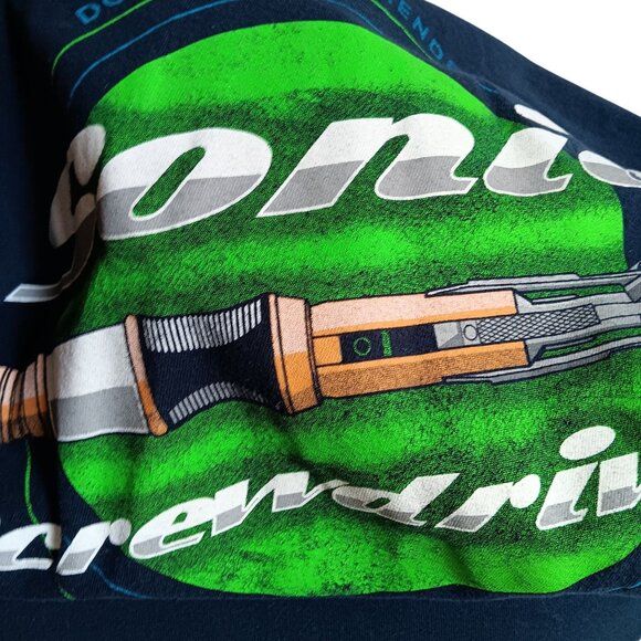 Small Vtg T-Shirt Y2K Doctor Who Sonic Screwdrivers Graphic Navy Blue All Cotton - Picture 5 of 5